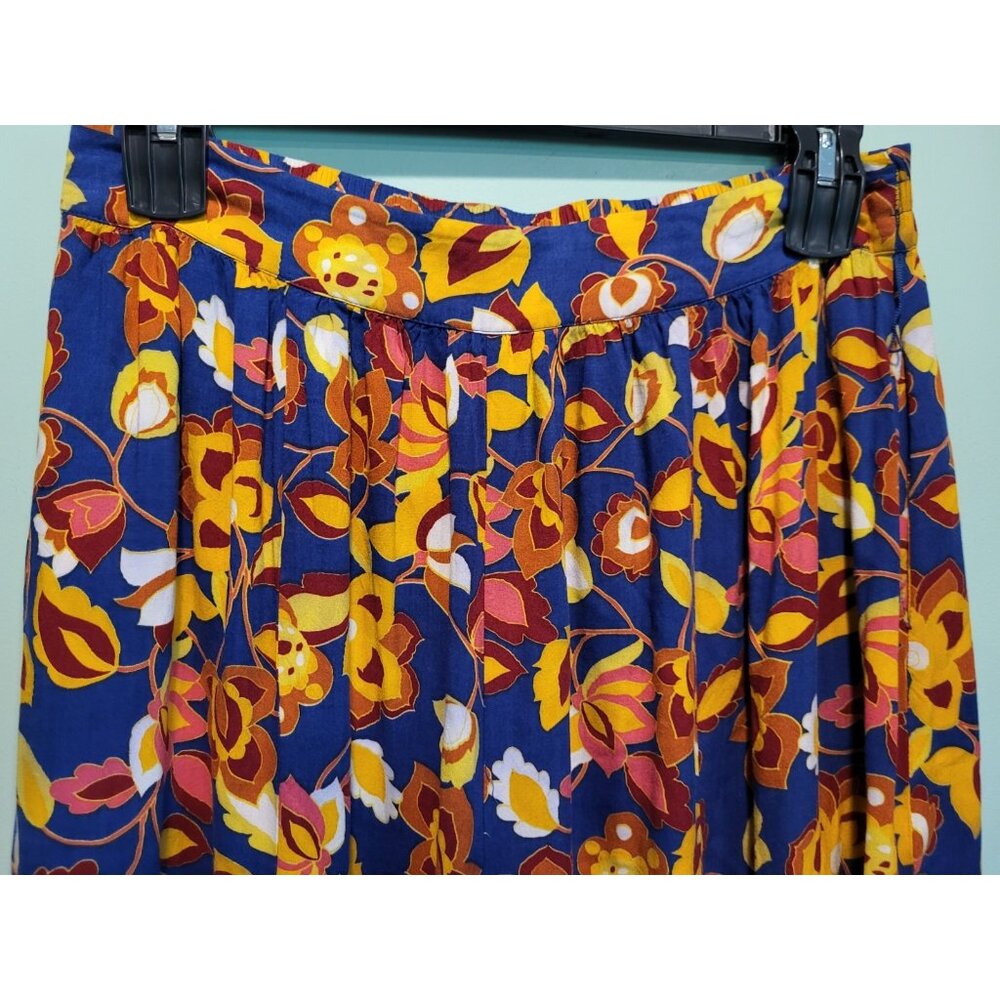 Modcloth Multicolor Floral Wide Leg Pull On Capri Pants Sz L - Picture 4 of 8